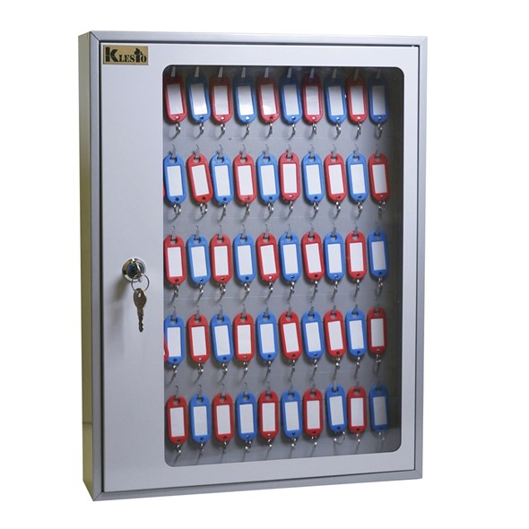 Шкаф для ключей Klesto SKB-65 на 65 ключа, серый, металл/стекло - фото 38623